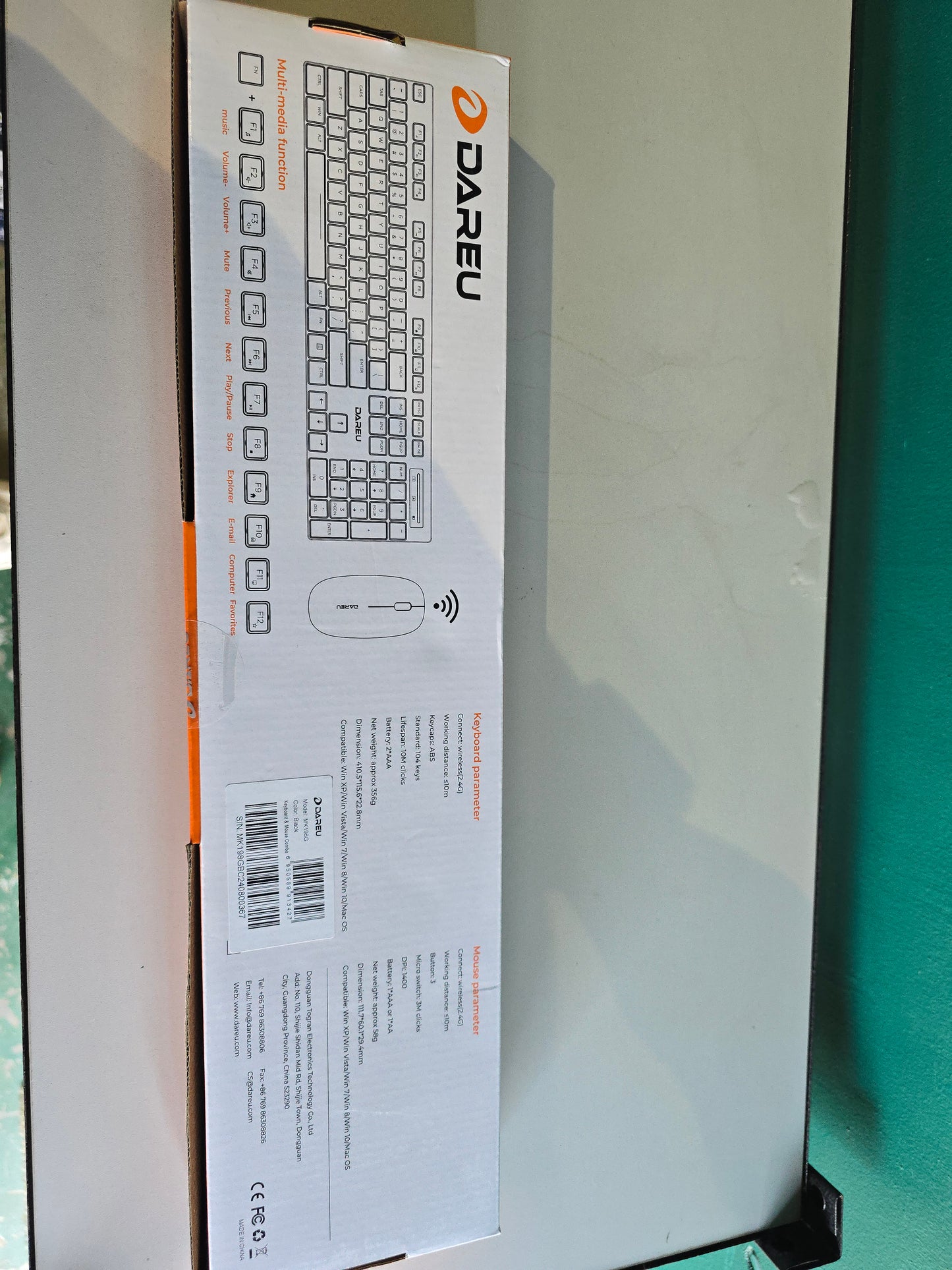 Dareu wireless combo 2.4ghz MK198G