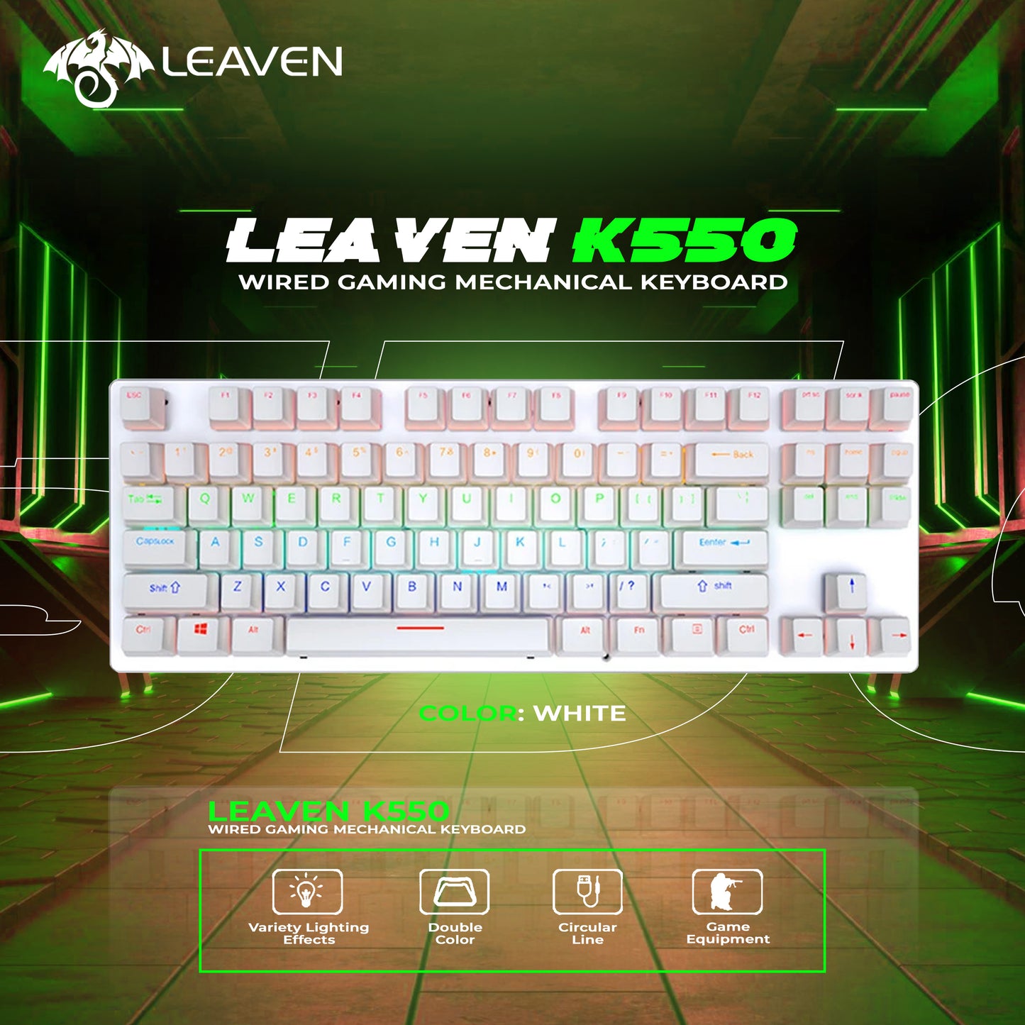 LEA VEN K550 WIRED GAMING MECHANICAL KEYBOARD | White